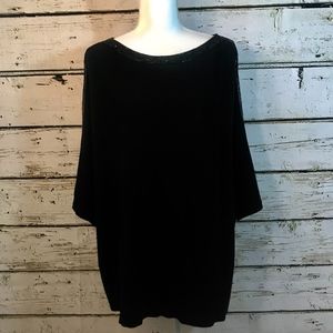 Talbots Black Bat-winged Top with Sequin Detail